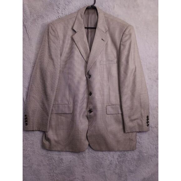 Stafford Other - Stafford Blazer Mens 44R Silk Wool Blend Houndstooth Sport Coat Preppy Casual 44